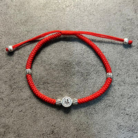 Thumbnail for Red Rope & Silver Lucky 'Fu' Symbol Bracelet