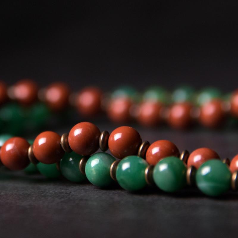 Ethnic Tibetan Handcrafted Copper & African Grass Jade/Jasper HEALING Bracelet