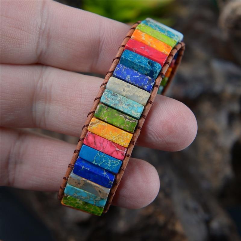 Multi-color Jasper Stone Chakra  Wrap HEALING Bracelet