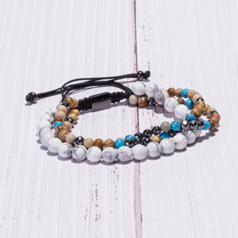 Multilayer Hematite,Jasper & Howlite CALMING Bracelet Set