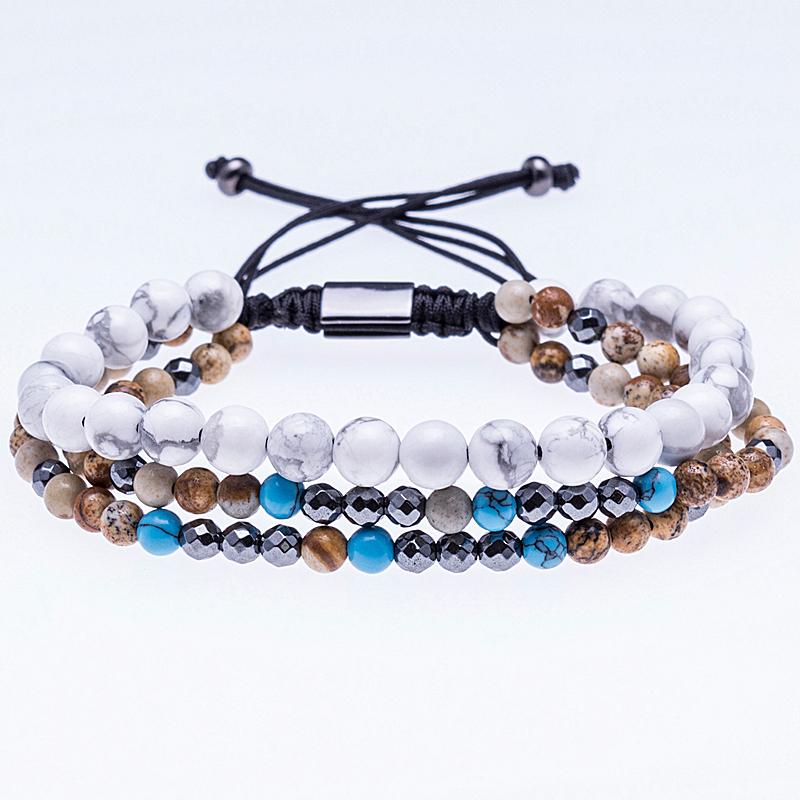 Multilayer Hematite,Jasper & Howlite CALMING Bracelet Set