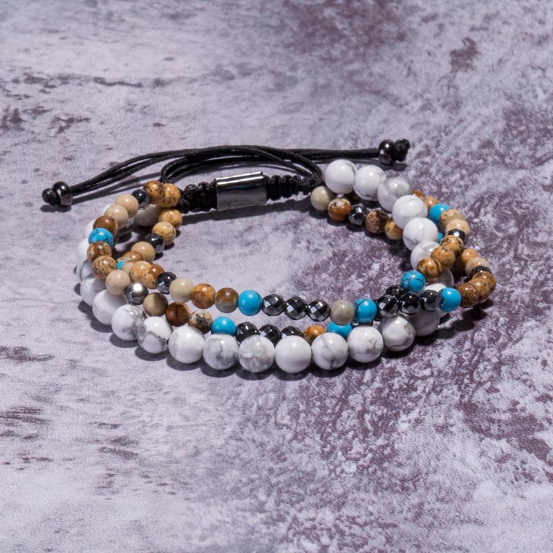 Multilayer Hematite,Jasper & Howlite CALMING Bracelet Set