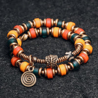 Thumbnail for Hand made Murano Glass Chakra Beads, Hand Beaten Copper & Tibetan Dzi Bead  Bracelet