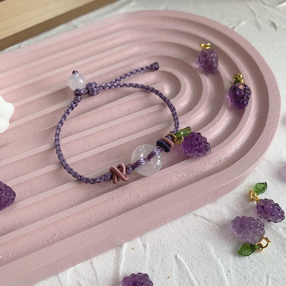 Natural Amethyst Grape & Chalcedony Rope Bracelet