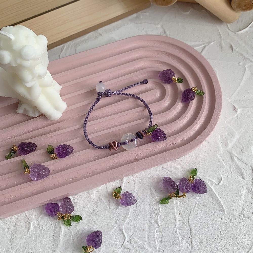 Natural Amethyst Grape & Chalcedony Rope Bracelet