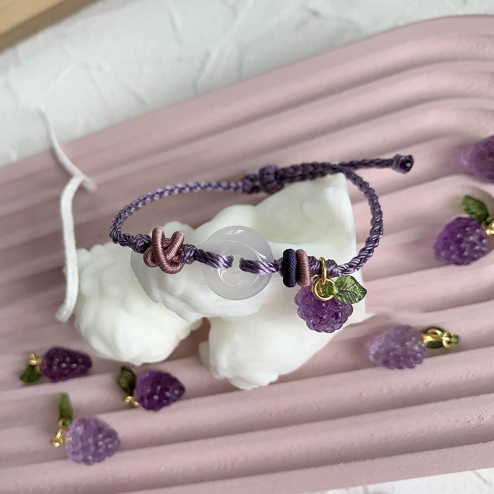 Natural Amethyst Grape & Chalcedony Rope Bracelet