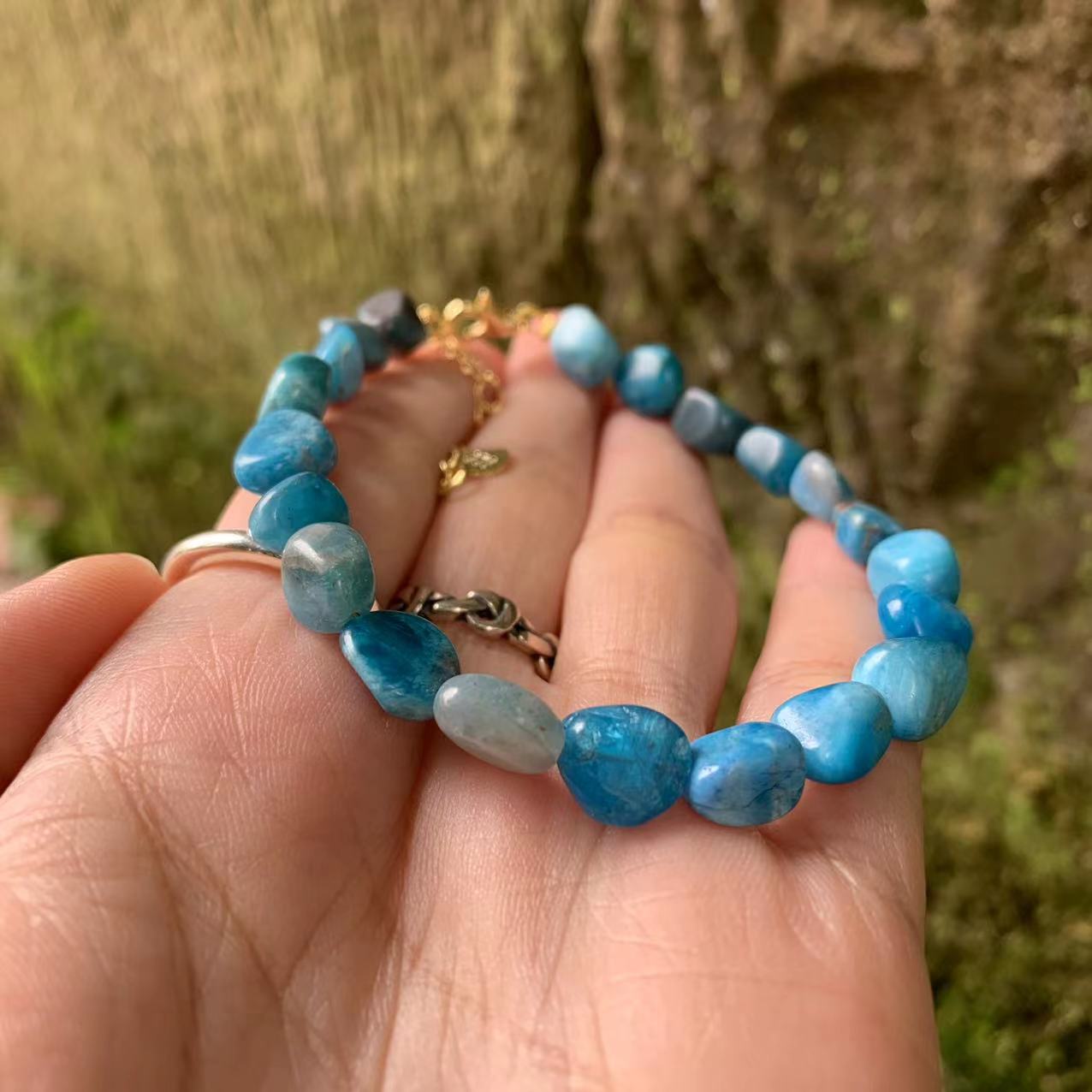 Natural Apatite 'MANIFESTATION' Bead Bracelet