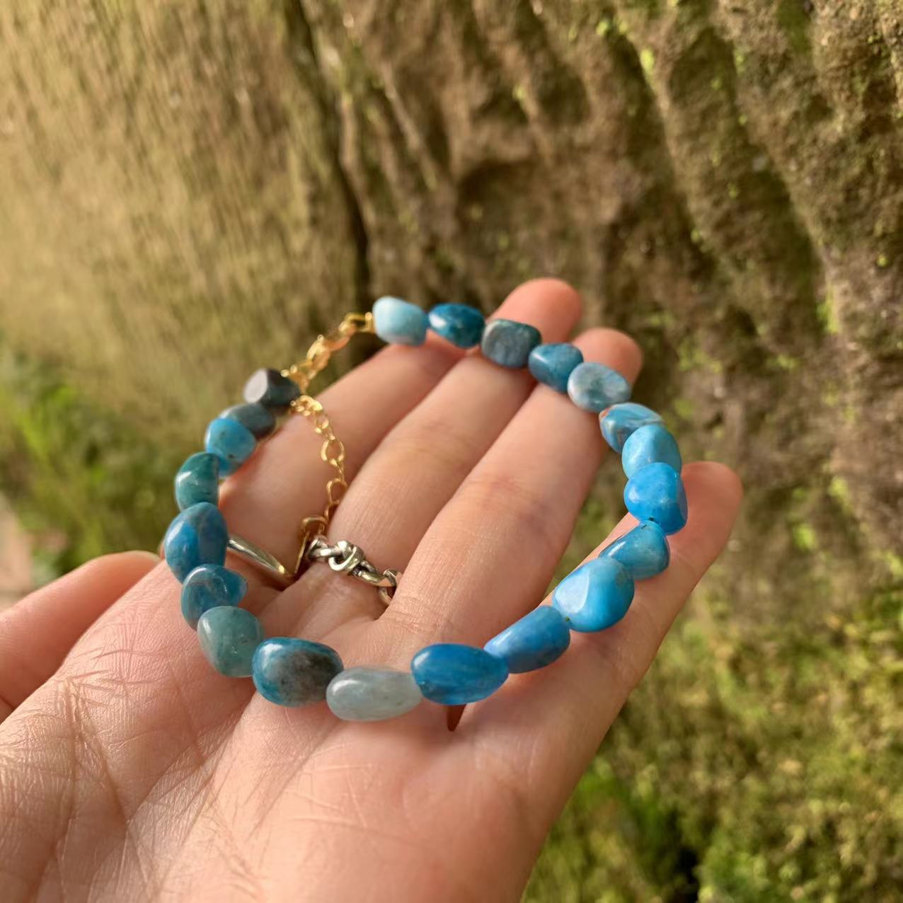 Natural Apatite 'MANIFESTATION' Bead Bracelet