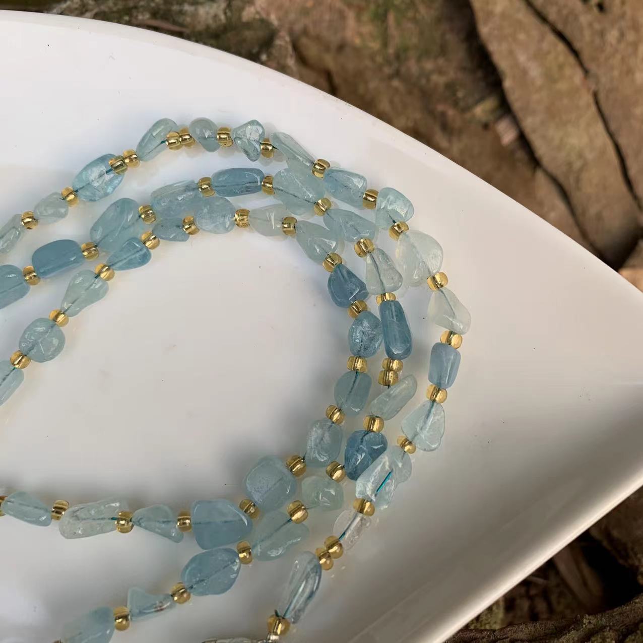 Calming Natural Aquamarine Beaded Bracelet