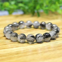 Thumbnail for Natural Black Tourmalinated Quartz BYE BYE BAD VIBES Bracelet