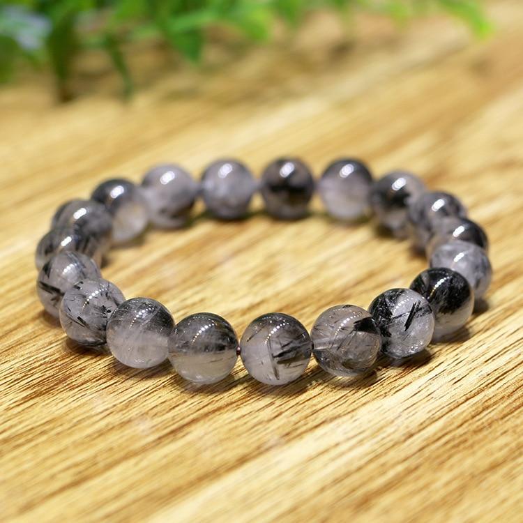 Natural Black Tourmalinated Quartz BYE BYE BAD VIBES Bracelet