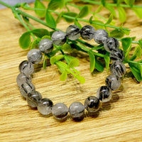 Thumbnail for Natural Black Tourmalinated Quartz BYE BYE BAD VIBES Bracelet