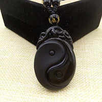 Thumbnail for Obsidian Carved Yin and Yang Pendant Necklace