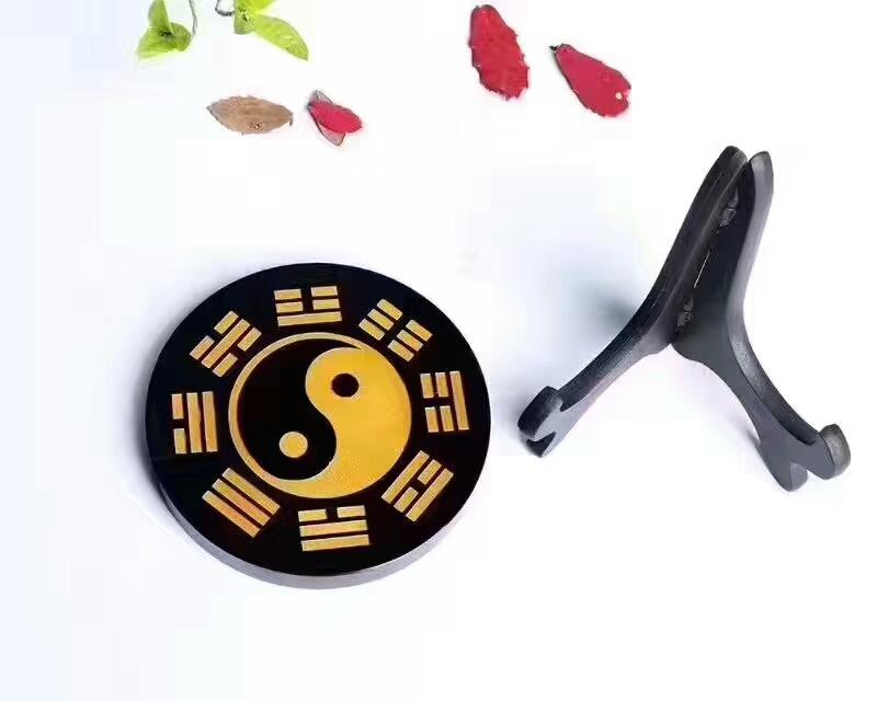 Natural Black Obsidian  Feng Shui Bagua Map