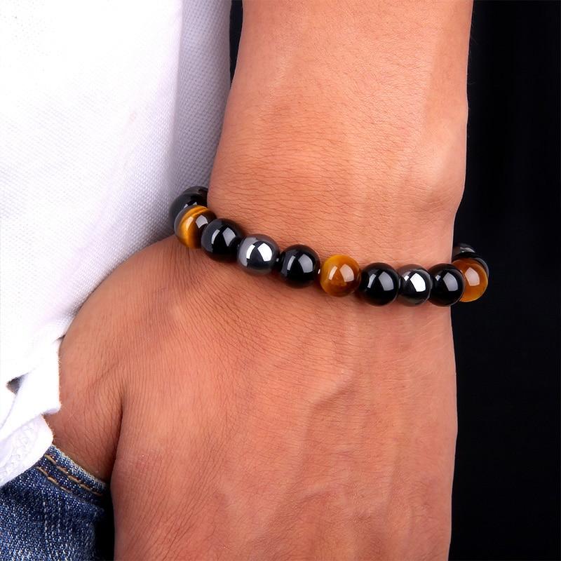 Natural Obsidian, Hematite & Assd Tiger Eye Beads MANIFEST GOALS Bracelet