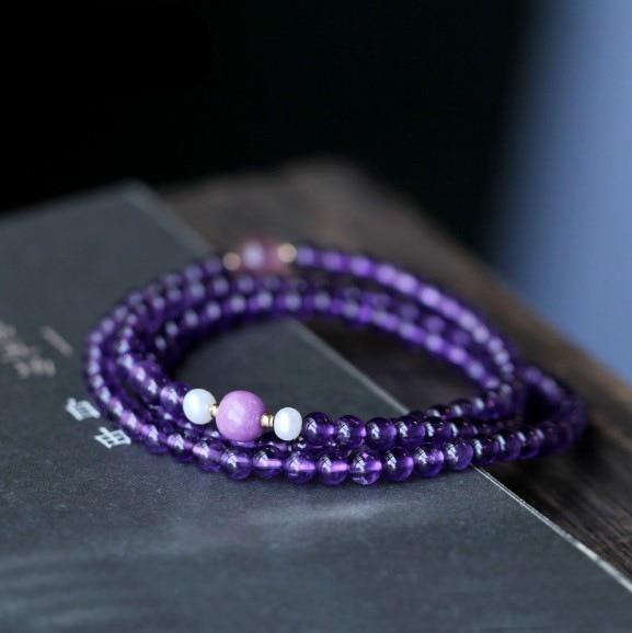 Natural Brazilian AMETHYST  & CHAROITE SOOTHING, & CALMING  Multi layer Bracelet