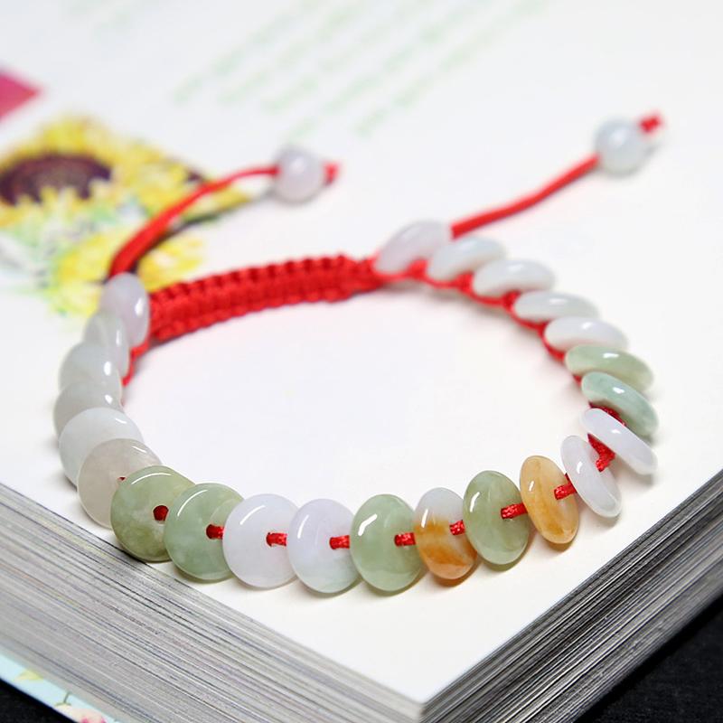 Burmese JADEITE HEALTH-GIVING  Lucky Red Rope Bracelet