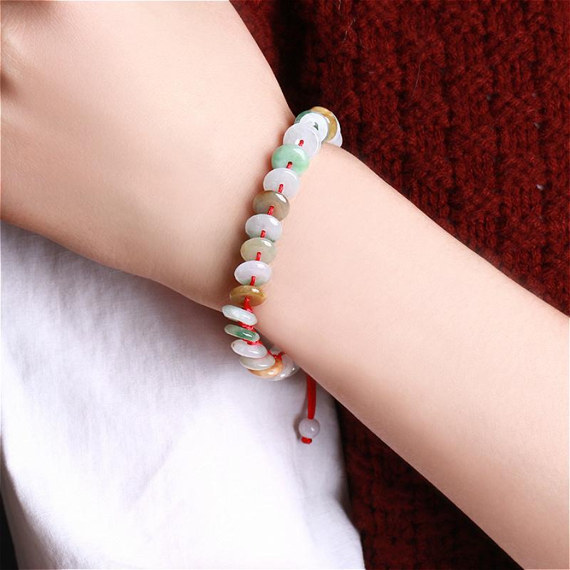 Burmese JADEITE HEALTH-GIVING  Lucky Red Rope Bracelet