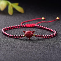 Thumbnail for Hand Carved Purple Cinnabar Accents & Garnet Stone PIXIU'PROSPERITY Attracting Bracelet