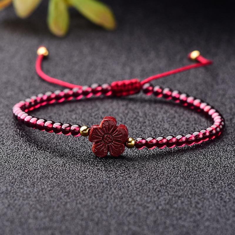 Hand Carved Purple Cinnabar Accents & Garnet Stone PIXIU'PROSPERITY Attracting Bracelet