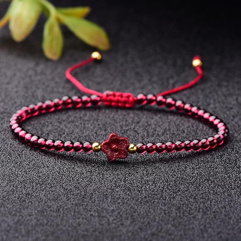 Hand Carved Purple Cinnabar Accents & Garnet Stone PIXIU'PROSPERITY Attracting Bracelet