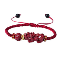 Thumbnail for Purple Cinnabar FENG SHUI Pixiu & Ancient Coin Charm Rope Bracelet