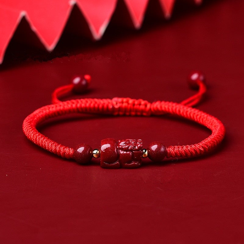 Purple Cinnabar Pixiu WEALTH Rope Bracelet