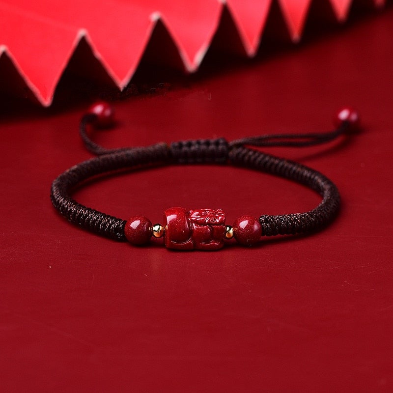 Purple Cinnabar Pixiu WEALTH Rope Bracelet