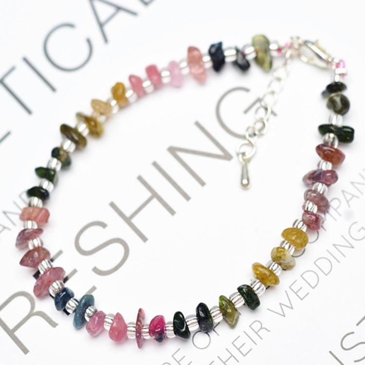 Natural Rainbow Tourmaline & Clear Quartz 'HARMONY' Bracelet