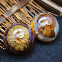 Thumbnail for Handmade Ammonite & Natural Stone Half Sphere 'CONTEMPLATION' ORGONITE