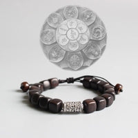 Thumbnail for Natural Dark Sandal Wood With Tibetan Mantra Buddhism Amulet Bracelet