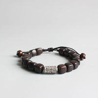 Thumbnail for Natural Dark Sandal Wood With Tibetan Mantra Buddhism Amulet Bracelet