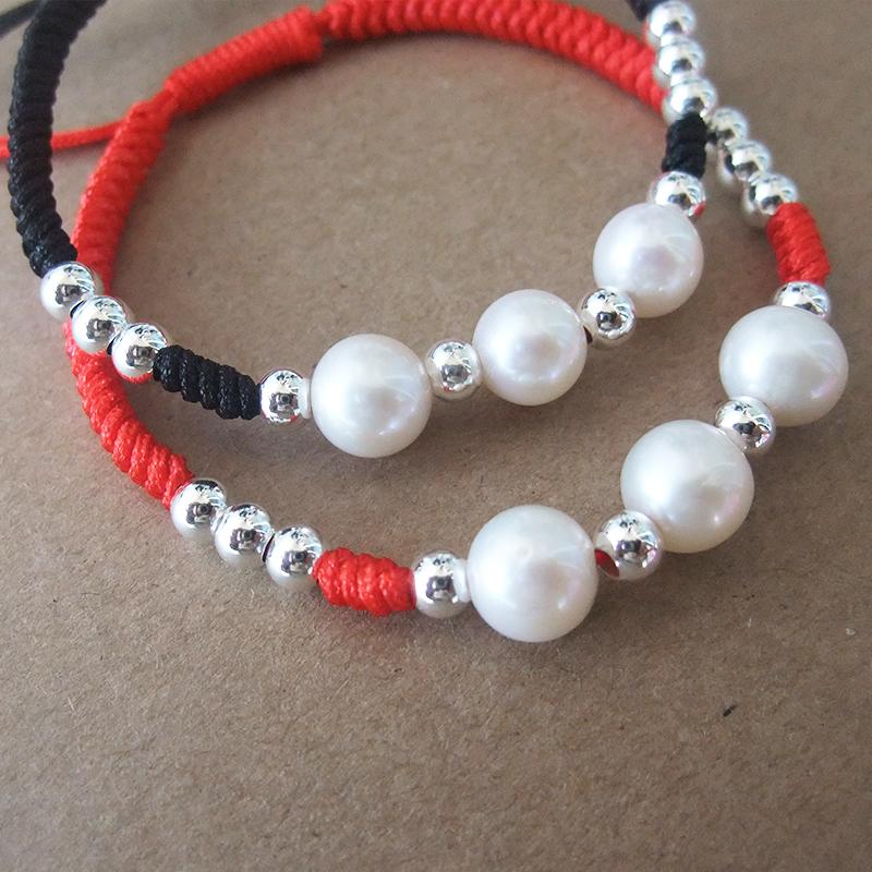 Sterling Silver Bead & Freshwater Pearl CALMING Rope Bracelet