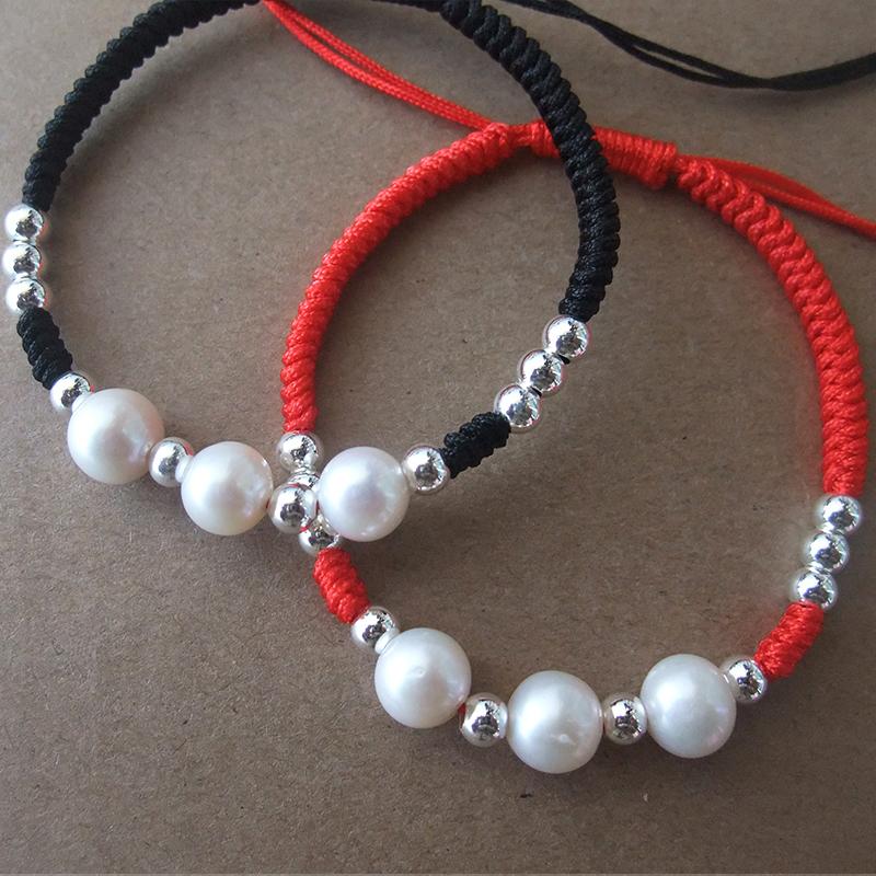 Sterling Silver Bead & Freshwater Pearl CALMING Rope Bracelet