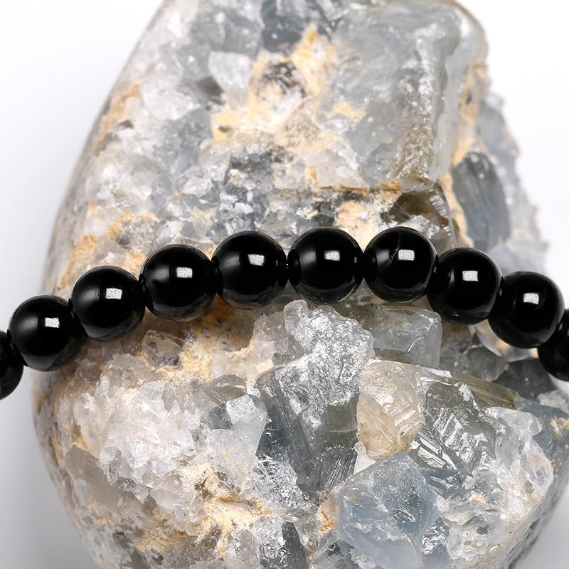 Premium AAA  Black 6mm Tourmaline Mala Bracelet-Choose your charm!