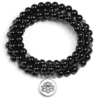 Thumbnail for Premium AAA  Black 6mm Tourmaline Mala Bracelet-Choose your charm!