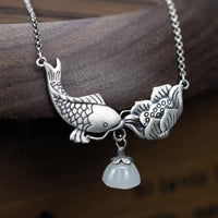 Thumbnail for THAI SILVER Koi Carp & Lotus 'HARMONY' Necklace