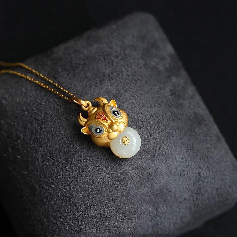 2021 Is The Year Of The Ox! S925 Silver & Hetian Jade Necklace