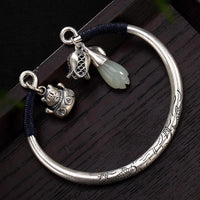 Thumbnail for THAI SILVER Maneki Neko 'Beckoning Cat' & Lotus Bulb Bangle