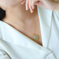 Thumbnail for THAI SILVER Hetian Jade Lucky Fat Cat 'ABUNDANCE' Necklace