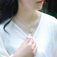 Thumbnail for THAI SILVER Simple Hetian Jade Circle 'ETERNITY' Necklace