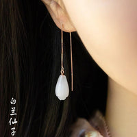 Thumbnail for THAI SILVER Chalcedony Snowdrop Tassel Earrings
