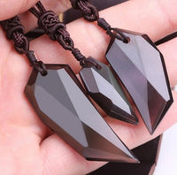 Thumbnail for Natural Ice Obsidian Wolf Tooth Amulet Necklace For Men & Women