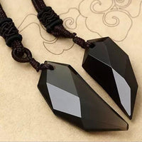 Thumbnail for Natural Ice Obsidian Wolf Tooth Amulet Necklace For Men & Women