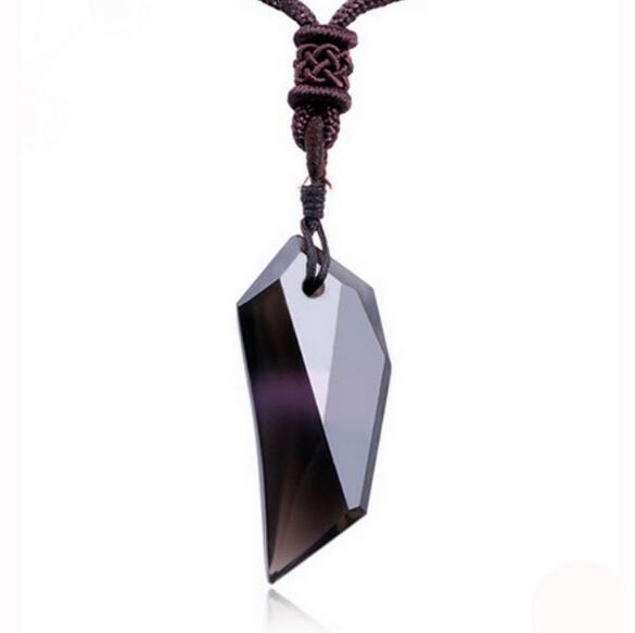 Natural Ice Obsidian Wolf Tooth Amulet Necklace For Men & Women