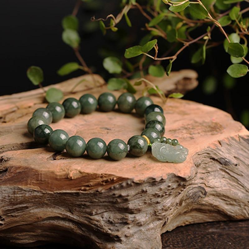 Premium Quality Burmese Jade & Pixiu ' ATTRACT ABUNDANCE' Bracelet