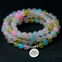 Thumbnail for Natural Morganite Stone 108 Bead ATTRACT LOVE Mala Bracelet