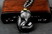 Thumbnail for Natural Black Obsidian 'THE FOX' Responsiveness Pendant Necklace