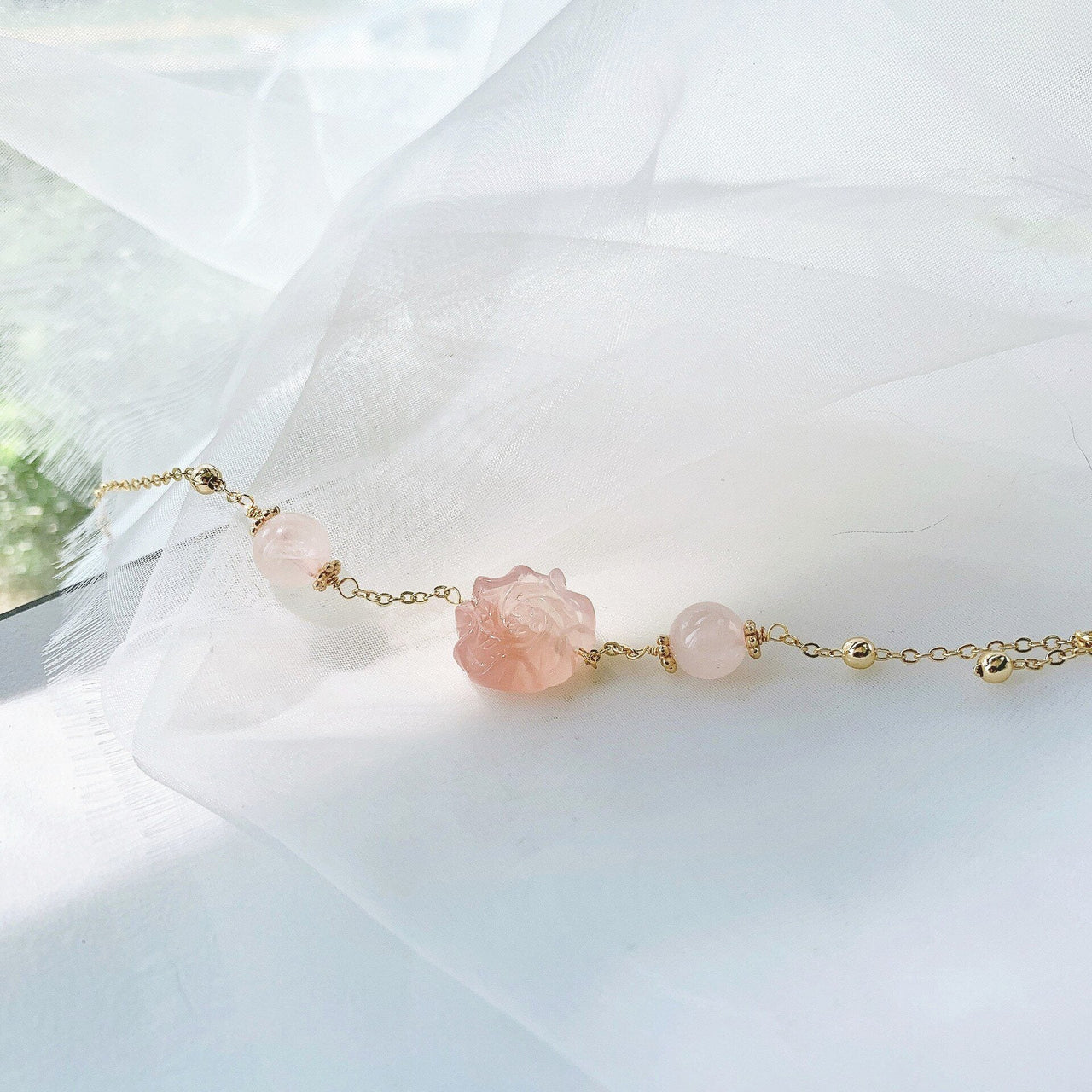 Darling 14K Gold & Rose Quartz 'TRANQUILITY' Bracelet