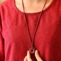 Thumbnail for Hand Carved Purple Cinnabar OPULENCE attracting Double Pixiu Necklace